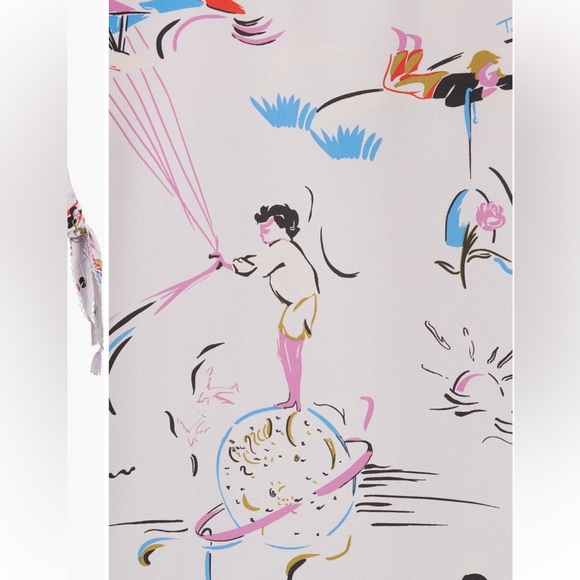 EUC Tory Burch Purple Daydream Tie-Sleeve Silk Short Sleeve Button Down Top 2 - Picture 13 of 13